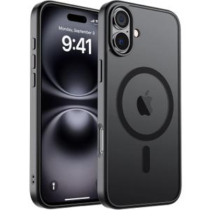 Magnetic for iPhone 16 Case, [Compatible with MagSafe] [Military Grade Drop Protection] Translucent Matte Shockproof Anti-Scratch Phone Case, Black
