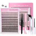 Lash Cluster Kit 10-18mm Wispy Lash Clusters C Curl Eyelash Clusters, DIY Lash Extension Kit with Lash Bond & Seal, Lash Glue Remover, Lash Tweezers(U12 Lash Kit)