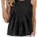 Cicy Bell Womens Babydoll Denim Tank Tops Peplum Swing Flowy Shirred Sleeveless Shirts Loose Fit Going Out Cute Tops, XL