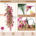 Artificial Hanging Flowers for Outdoors, 2 Pcs Fake Hanging Flowers Spring Summer Decor, UV Resistant Faux Artificial Outdoor Plants for Planter Front Door Porch Patio Garden Yard(Gradient Purple Red)