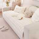 OstepDecor Faux Fur Couch Cover, Soft Plush Couch Covers for Sofa, Fuzzy Cozy Bubble Sofa Covers Washable, Pet Friendly Couch Protectors for Dogs, Dog Mat for Couches and Sofas (35.4" x 63", White)