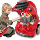 Large Truck Engine Toy — Interactive Steering Wheel, Engine Building Kit & Kids Mechanic Tool Set with Light & Sound – 56 PCS Take Apart Toys for Boys Ages 3+