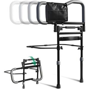 Foldable Bed Rail, Adjustable Bed Rails for Elderly Adults Safety, Bed Rails for Seniors, Bed Side Assist Rails for King Queen Full Twin, Hold up to 300LBS