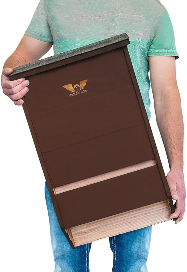 Big Bat Box - Brown, 3 Chamber, Large Certified Bat House for Outside - Artificial Roost Kit for Wall-Mount or Pole-Mount - Bathouse for Outdoors