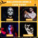 2 x Halloween Black and White Face Paint Kit - 7pcs Large Capacity Facepaint for Adult Clown SFX Zombie Special Effects Makeup With Brushes & Sponges