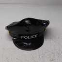 BinaryABC Police Hat with Badge,Official Style Cop Hat for Men Kids,Halloween Costume Accessories, Cosplay Party Hat (Black)