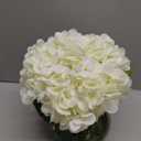 Hollyone White Hydrangeas Floral Arrangement in Glass Vase Artificial Flowers with Vase with Faux Water Silk Faux Flowers Fake Floral Bulk Bouquet for Home Decor Table Centerpiece Decorations