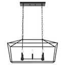 Lucidce 7-Light Farmhouse Lantern Island Chandelier, Black and Gold Rectangular Kitchen Island Light Fixture, Modern Dining Room Hanging Ceiling Light Over Table, E12 Candle Base