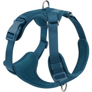 No Pull Dog Harness for Small Medium Large Dogs - Adjustable 2 Layer Mesh Dog Vest with Dual Clip, Escape Proof, Quick Release, Lightweight Breathable Mesh for Walking Hiking (Prussian Blue,L) (L(Neck:20.9-31.5",Chest:24.8-37.4"))