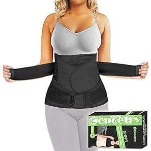 3 in 1 Postpartum Belly Band Wrap Support Recovery Girdles Abdominer Binder Post Surgery Belly&Waist&Pelvis Support Belt & Back Brace (Beige, Large)