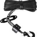 3/16" Synthetic Winch Rope Kit, 3/16 In x 50 Ft 8500LBs Strength ATV Winch Rope Line with Steel Hook, Fairlead, Rubber Stopper, Protecting Sleeve and Thimble, Suitable for ATV, SUV, Vehicle (Black)