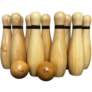 Sardok: 12 Pieces Wooden Bowling Set - Versatile Indoor & Outdoor Play | 10 Wooden Bowling Pins & 2 Balls Carry Bag Included | Unique Gift Idea | Endless Fun for All Ages