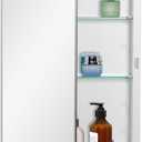 IDYLLOR Bathroom Medicine Cabinet with Beveled Edge Mirrored Door 15 x 24 inch, Recessed or Surface Mount, with Adjustable Glass Shelves