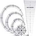5 Pcs Acrylic Quilting Template Ruler 10 Inch Dresden Plate Template for Quilting Blanket Making Clothing Craft DIY(Transparent)