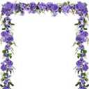 DearHouse 2Pack Artificial Peony Flower Garland - 6ft/Strand Silk Peony Garland with Pink Flowers for Wedding Party Table Decoration,Deep Ruby (Purple)