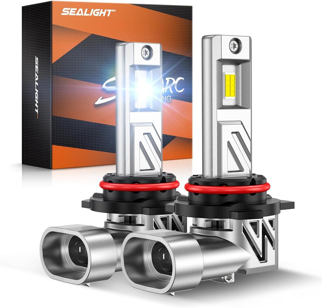 SEALIGHT 9012 Light Headlight Bulbs, 800% 44,000LM Super Bright, 1:1 Real Size, 6500K Cool White Bulbs for Car Powersports ATV/UTV, Pack of 2