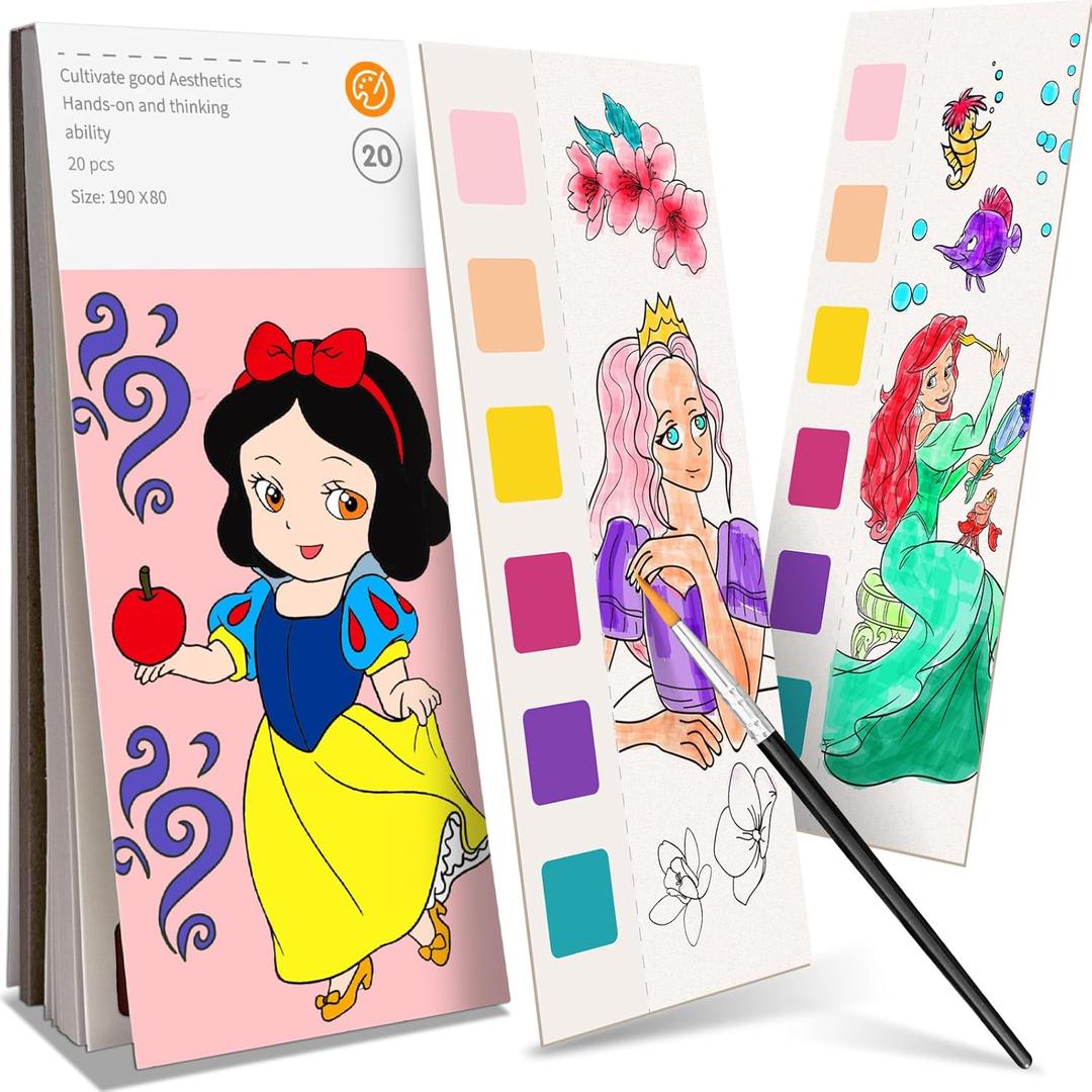 ZHOC Paint with Water Coloring Books for Kids, Pocket Mess Free Watercolor Painting Sets for Kids Ages 3 4 5 6 7 8+, Water Color Paint Set Arts and Crafts Gift for Boys Girls, Princess
