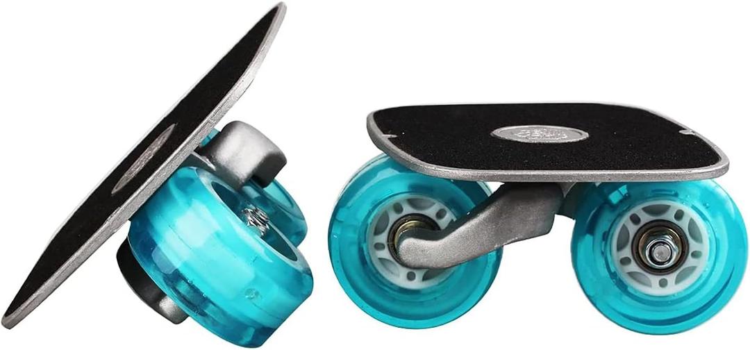 Drift Plate Skates, Blue Portable Roller Road Skate, Aluminum Anti-Slip Board with PU Wheels and ABEC-7 608 Bearings