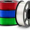 TECBEARS PETG Filament 1.75mm 4KG, 3D Printer Filament Bundle PETG, 4 * 1KG(1320M) Filament High Precision, Dimensional Accuracy 0.02mm,Transparent with 3 Spools of Transparent Blue/Red/Green