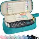 SPACEMATE Pencil Case Pouch Box Bag School Supplies Girls Boys Kids, Cute Preppy Stuff Large Big Capacity Aesthetic Pen Organizer, Back to College Stationary, Teal, Standard Stlye, 1800ml