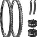 Mountain Bike Tires & Tubes Set: 26x2.1 Inch Puncture-Protection MTB Tires with Heavy-Duty Butyl Inner Tubes & Tire Levers for Off-Road Cycling