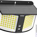 intelamp Solar Motion Sensor Light, Security Flood Light with Remote Control, Dual Color 3000K/6500K, 180 Radar Detection Sensor, IP65 Waterproof Wall Light for Porch, Garden, Yard, Garage, Fence