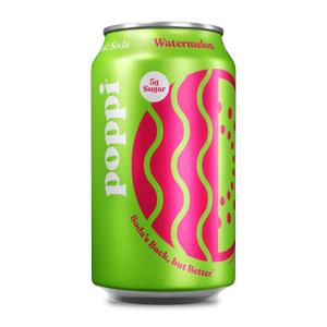 4 x Poppi Sparkling Prebiotic Soda Beverage with Apple Cider Vinegar, Seltzer Water and Fruit Juice, Watermelon Flavor, 12 Fl Oz, 1 Count, Packaging May Vary (EXP 01/31/27)