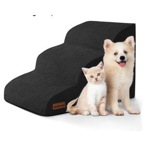 Aodisman 3-Step Dog Ramp and Stairs for Sofa and Chair - Non-Slip Sturdy Pet Steps for Small Dogs and Cats,15.7" H,Black
