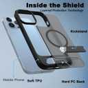 Magnetic Compatible with iPhone 12 Pro Max & iPhone 13 Pro Max Case, [Built-in Invisible Kickstand][Compatible with Mag-Safe] Slim Translucent Matte Phone Case for iPhone 12/13 Pro Max, Black