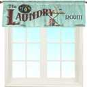 Laundry Room Window Curtain Valance Rod Pocket for Laundry Decorative 58 X 18 Inches