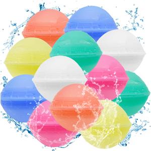 12Pcs Reusable Refillable Water Balloons,Beach Pool Water Toys for Kids Ages 4-8,Summer Outdoor Toys for Boys and Girls,Water Ball Quick Fill for Outdoor Activities Games