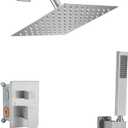 Brushed Nickel Shower System with 8'' Rainfall Shower Head, Handheld Shower head, Bathroom Luxury Rain Mixer Shower Combo Set Wall Mounted Shower Faucet Rough-in Valve and Trim Kit