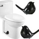 Ceramic Bird Toilet Bolt Covers Decorative Toilet Bolt Caps,Set of 2 Toilet Caps for Bottom of Toilet, Toilet Screw Cover Caps for Bolts Bathroom Decor Acessories, Easy Installation (Black)