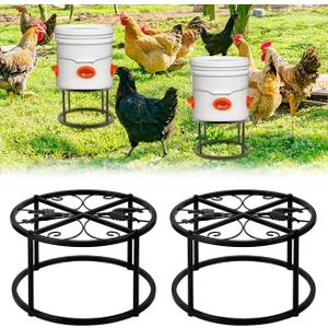 Chicken Feeder Stand,2PCS Chicken Supplies Heavy Duty Rustproof Iron Metal Stand for Chicken Feeder Waterer for Coop Poultry Indoor Outdoor