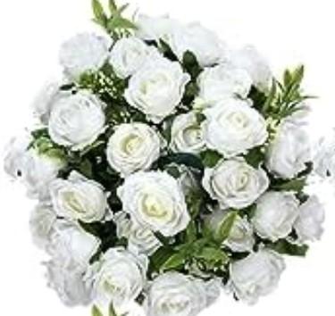 Zeyune 2 Pack 12 Inch Wedding Artificial Mini Rose Bouquet White Silk Flowers Bunches Bulk Fake for Wedding Bridal Christmas Home Office Garden Parties Decoration