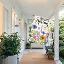 Welcome Summer House Flags for Outdoor Decoration, Watercolor Wildflowers Large Yard Flag,Seasonal Decorative Decor for Holiday Spring Outside 28x40 Inch Vertical Double Sided