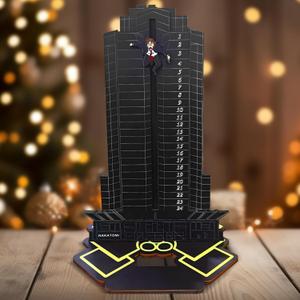 2 x 2025 Advent Calendar, Wooden Diehard Advent Calendar Dropped Nakatomi Plaza Tabletop Christmas Countdown Calendar Ornament for Kids Adults Home Decoration (Black-A)