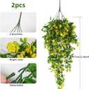 RECUTMS Hanging Plants Fake Vines Fake Hanging Plants Outdoor Greenery Faux Greenery 2Pcs Artificial Hanging Flower for Outdoors Hanging Basket Plastic Home Garden Wedding Party Decorations(Yellow)