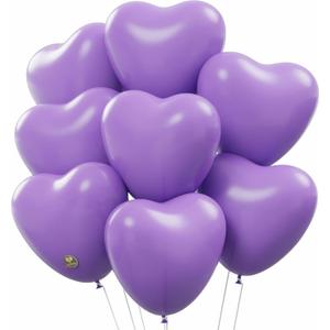 AFTERLOON® Biodegradable Balloons 24 pcs Pastel Purple 10 Inch Heart Shaped, Thickened Extra Strong Natural Latex Helium Float, Proposal Marriage Love Baby Shower Gender Reveal Wedding Bridal