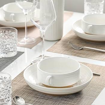 HASENSE Ceramic Soup Bowls with Handles, 20 oz Oven Safe French Onion Soup Bowls 