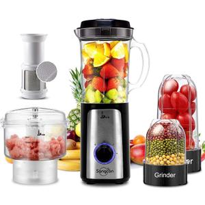 SANGCON 5 in 1 Blender and Food Processor Combo for Kitchen, Small Electric Food Chopper for Meat and Vegetable, 350W High Speed Blenders with 2 Speeds and Pulse for Smoothies and Shakes