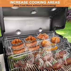 PETKAO 66044 Grill Warming Rack for Weber GS4 Genesis II 300 Series, Genesis II E310 E315 E320 E330 E335 S315 Grill Parts,Upgrade Two-sided Rack Replacement Parts for Weber Genesis 2 Grill Accessories size: 25 5/8" x 6"