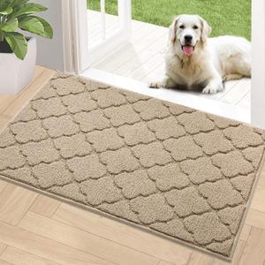 Timo Indoor Doormat, Front Door Mat 36"x59" Absorbent Rubber Backing Non Slip Door Mats, Machine Washable Resist Dirt Low Profile Rugs for Entryway, Front Door Rugs Indoor for Muddy Wet Shoes, Beige