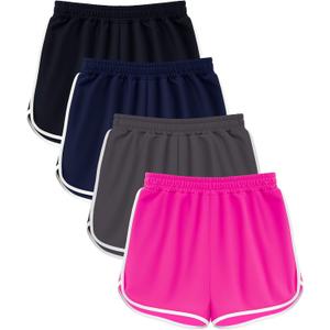Rupy 3 Pack Girls Athletic Quick Dry Dolphin Running Soccer Shorts, Size 12-14 Y