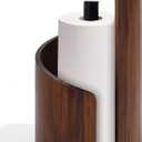 Wooden Paper Towel Holder, Round Standing Roll Organizer for Kitchen Countertop, Brown, 11.4 inches