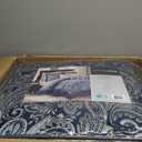 Madison Park Aubrey Cozy Comforter Set, Faux Silk Jacquard Paisley Design - All Season Down Alternative Bedding with Cotton Bed Sheets, Bed Skirt & Toss Pillows, Queen Navy 12 Piece
