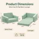 Toddler Couch for Kids, 2-in-1 Kids Fold Out Couch with Flip Open Sofa Lounger, Soft Flannel Kids Sofa Chair for Playroom Bedroom, Green