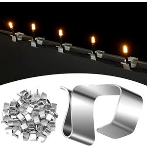 Christmas Lights Gutter Hooks Galvanized Holiday Lights Roof Hooks Christmas Light Clips Xmas Light Gutter Hangers Outdoor Seasonal Lighting Hooks for Christmas Light Kitchen (200 Pcs, 21 x 14.5 mm)