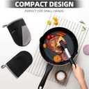 Mini Oven Mitts, Kitchen Oven Gloves Kitchen Mittens 500 Degrees Heat Resistant Baking Gloves, Non-Slip Silicone Surface with Hanging Loops Hot Gloves for Cooking, Baking, BBQ 1 Pair-Black
