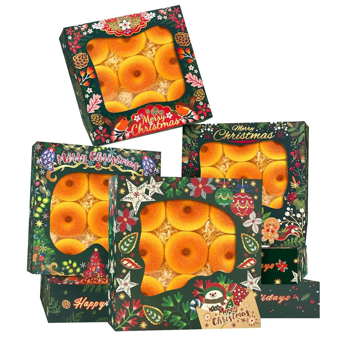 Bakepacker Christmas Gingerbread Man Bakery Boxes with Window 10x10x2.5 inches Pastry Boxes Mini Cookie Boxes for Festival Bakerys Thick & Sturdy 30 Packs